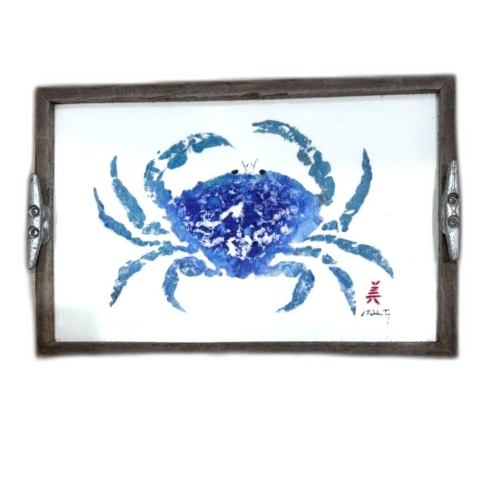 FishAye Trading Co Gyotaku Blue Crab Serving Tray